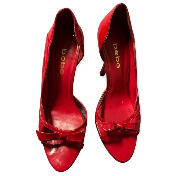 BEBE | Red Roseanna 94064-RED-6 Kitten Heel w/ Bow | 6 - Picture 1 of 13